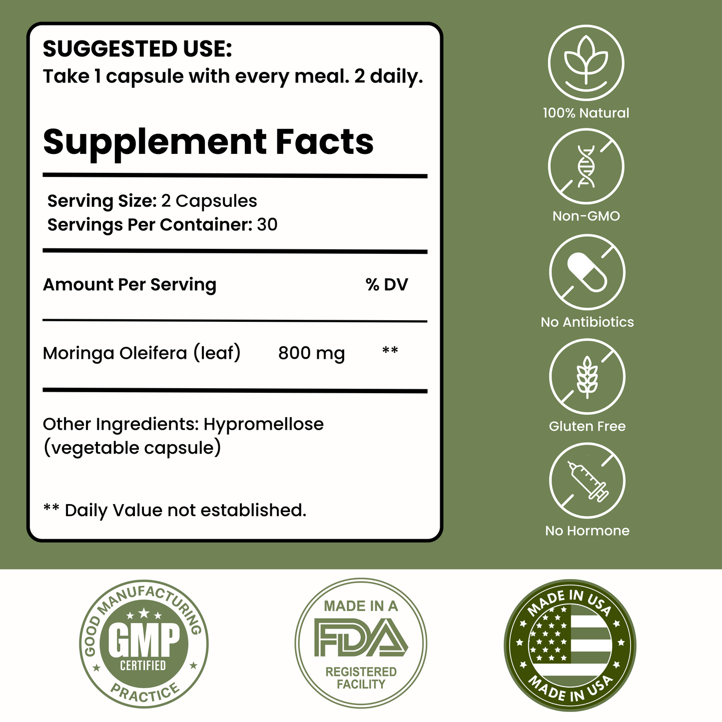 100% Organic Moringa Capsules