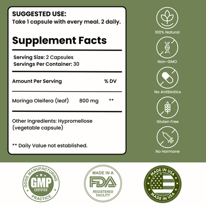 100% Organic Moringa Capsules